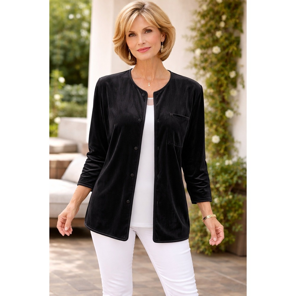 Jones New York- Black Velvet Cardigan Size S
